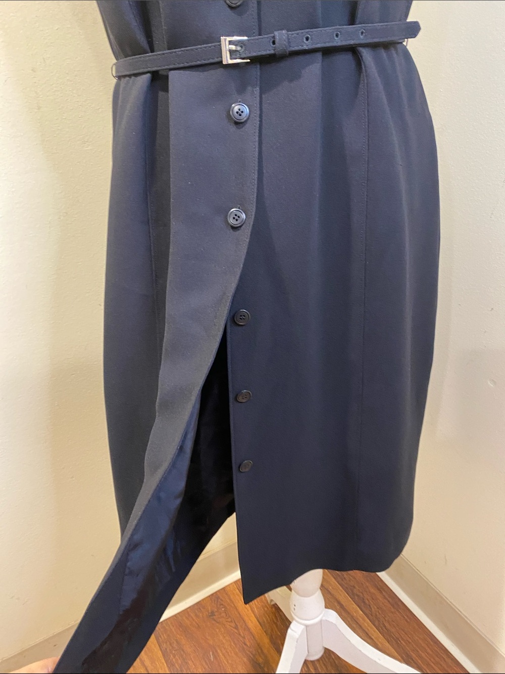 CASUAL CORNER Sleeveless Black Midi Shirt Dress with Slim Belt SZ 12 - Picture 6 of 11